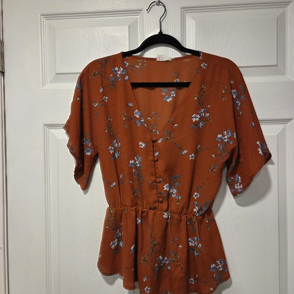Sienna Sky Rust Floral Blouse